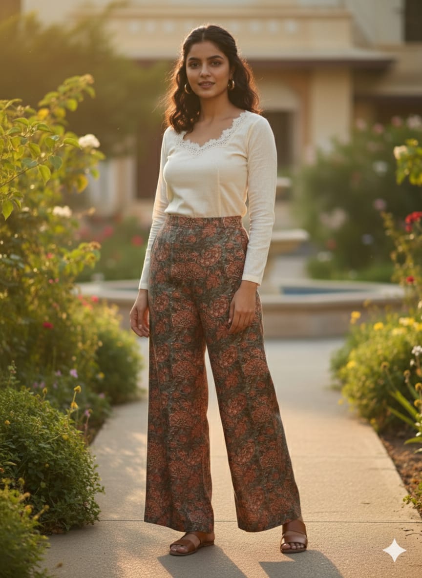 Elegant Chanderi Silk Trousers for Women