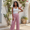 Pink Printed Chanderi Wide Leg Pants for Women