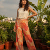 Printed Chanderi Silk Wide Leg Trousers for Women