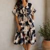 Women’s Abstract Brushstroke Smocked Midi Dress