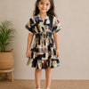 Baby Girls Abstract Brush Print Smocked Waist A-Line Dress