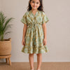 Baby Girls Sage Mandala Printed Smocked Waist A-Line Dress
