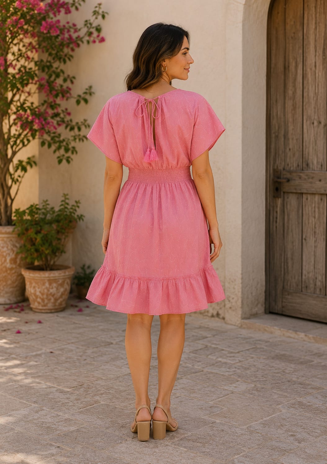 Women’s Rosy Charm Smocked Waist Ruffle Hem Dress