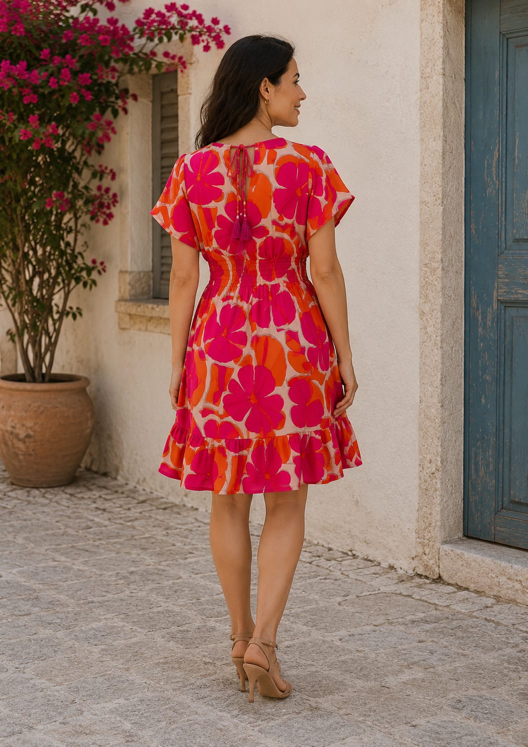 Women’s Sunset Bloom Printed Smocked Waist Dress