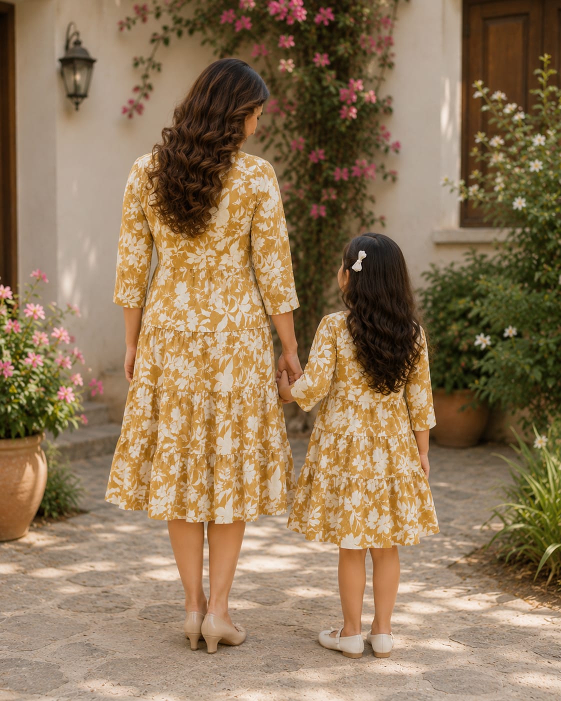 Mommy & Me Golden Meadow Floral Tiered Twinning Dress Collection