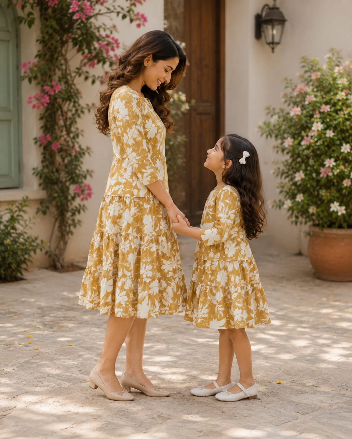 Mommy & Me Golden Meadow Floral Tiered Twinning Dress Collection