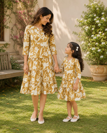 Mommy & Me Golden Meadow Floral Tiered Twinning Dress Collection