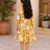 Girls’ Elegant Mustard Bloom Tiered Dress
