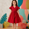Baby Girls Cotton Ruby Charm Smocked Waist Flared Midi Dress