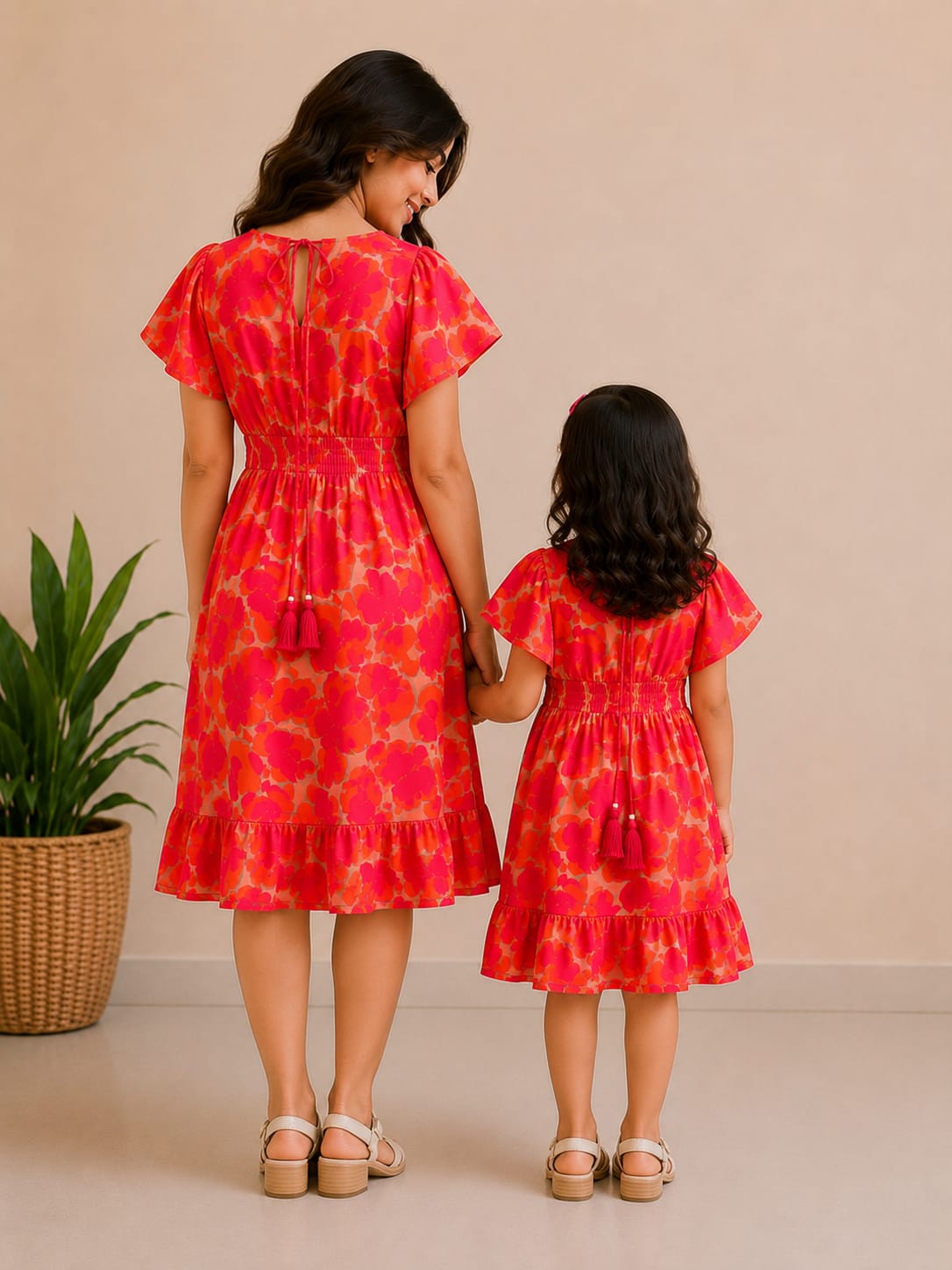 Sunset Bloom Paradise Mommy & Me Smocked Waist Vacation Dress Collection