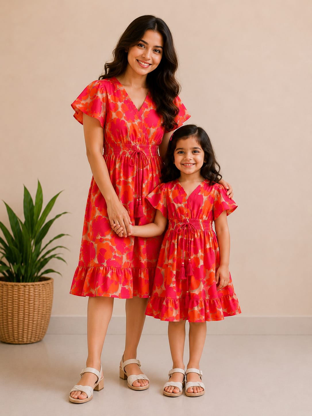 Sunset Bloom Paradise Mommy & Me Smocked Waist Vacation Dress Collection