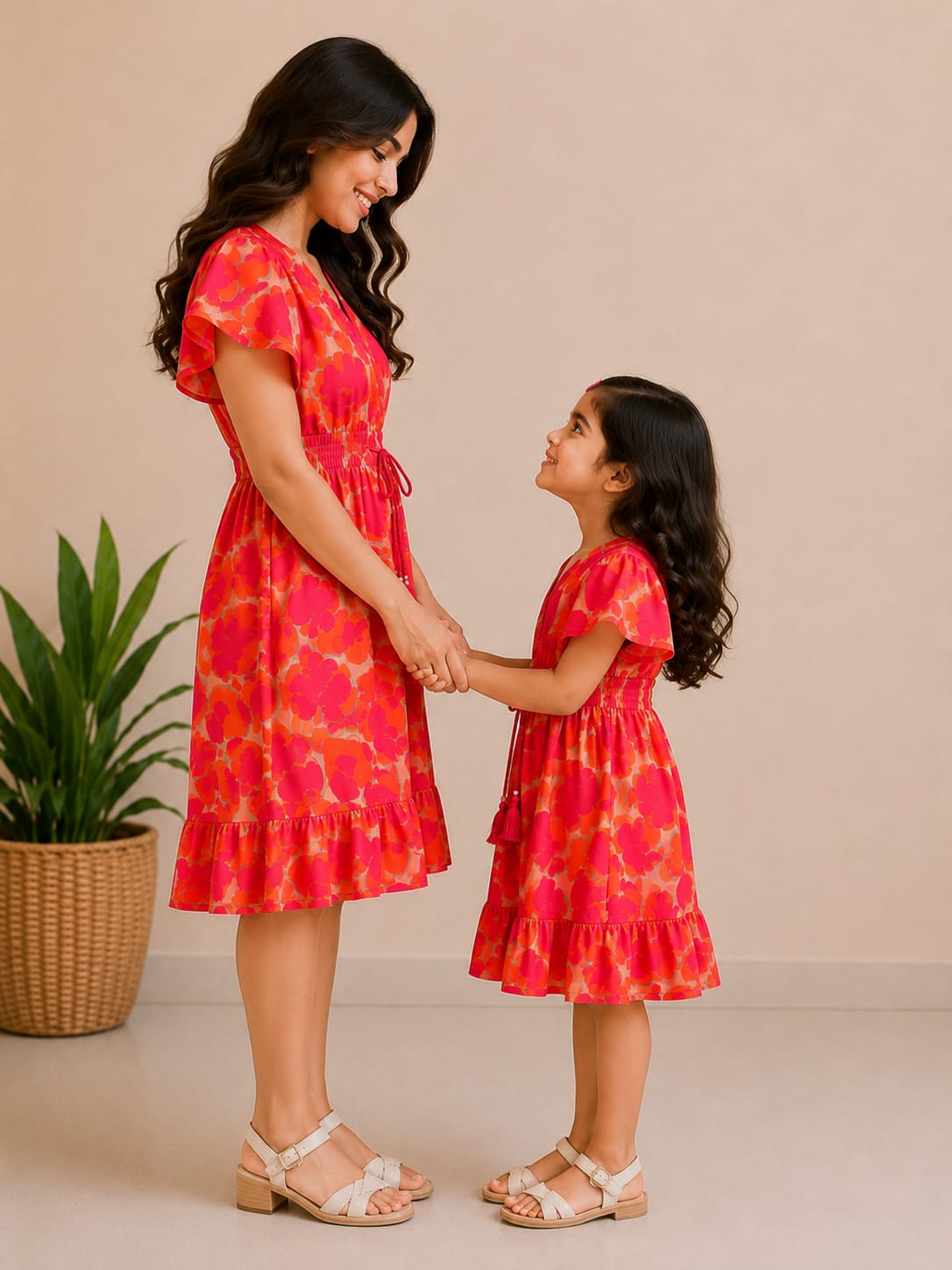 Sunset Bloom Paradise Mommy & Me Smocked Waist Vacation Dress Collection