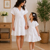 Snow Pearl Mommy & Me Smocked Waist Matching Dress Set