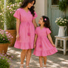Blush Petal Harmony Mommy & Me Smocked Waist Elegant Dress Collection