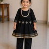 Baby Girl Black Rayon embroidered kurta pant set