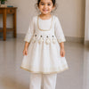 Baby Girl White Rayon embroidered kurta pant set