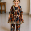 Baby Girl Multicolor Ikat Cotton printed kurta pant set