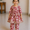 Baby Girl Floral Print Pink Cotton printed kurta pant set