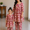 Mom & Daughter Dusty Rose Floral Rayon Kurta Pant Set