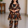 Women's Rust Brown Abstract Printed Kurta Pant Set