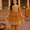 Baby Girl Mustard Mandala Printed Kurta Pant Set