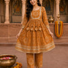 Women's Mustard Mandala Printed Kurta Pant Set