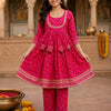 Women's Rani Pink Bandhani Printed Kurta Pant Set