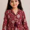 Girl Child Printed Cotton Top & Solid Cotton Trouser Co-ord Set