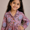 Girl Child Blush Pink Floral Printed Cotton Top & Solid Cream Cotton Trouser Co-ord Set