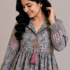 Women's Mist Grey Floral Printed Cotton Top & Pink Cotton Trouser Co-ord Set
