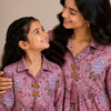 Mom & Daughter Dusty Pink Floral Printed Cotton Top & Ivory Trouser Matching Co-ord Set