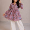 Women's Blush Pink Floral Printed Cotton Top & Ivory Cotton Trouser Co-ord Set