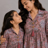 Mom & Daughter Dusty Rose Floral Printed Cotton Top & Blush Pink Trouser Matching Co-ord Set
