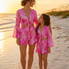 Mom & Daughter Blush Pink Tropical Print Tie-Front Beach Matching Co-ord Set