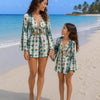 Mom & Daughter Sage Tie-Dye Star Print Tie-Front Beach Matching Co-ord Set