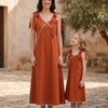 Mom & Daughter Matching Rust Orange Crisp Luxe Cotton Dress Set