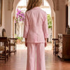 Girl's Luxe Blush Pink Embroidered Wrap Coat & Wide-Leg Trouser Co-ord Set