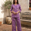 Purple Floral Printed Kurta with Wide-Leg Pants Co-Ord Set