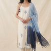 Women's Full embroidered kurti with lace work on kurta and pant and Handwork detailing on neck and tassels with pearl