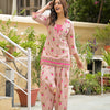 woman's Dusty Peach / Blush Pink Designer Printed Cotton 2-Piece Co-ord Set with Tulip Dhoti Pants & Lace (Copy)