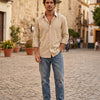 Men's Premium Cream Beige Poplin Cotton Casual Shirt