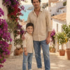 Dad & Son Premium Cream Beige Poplin Cotton Casual Shirt