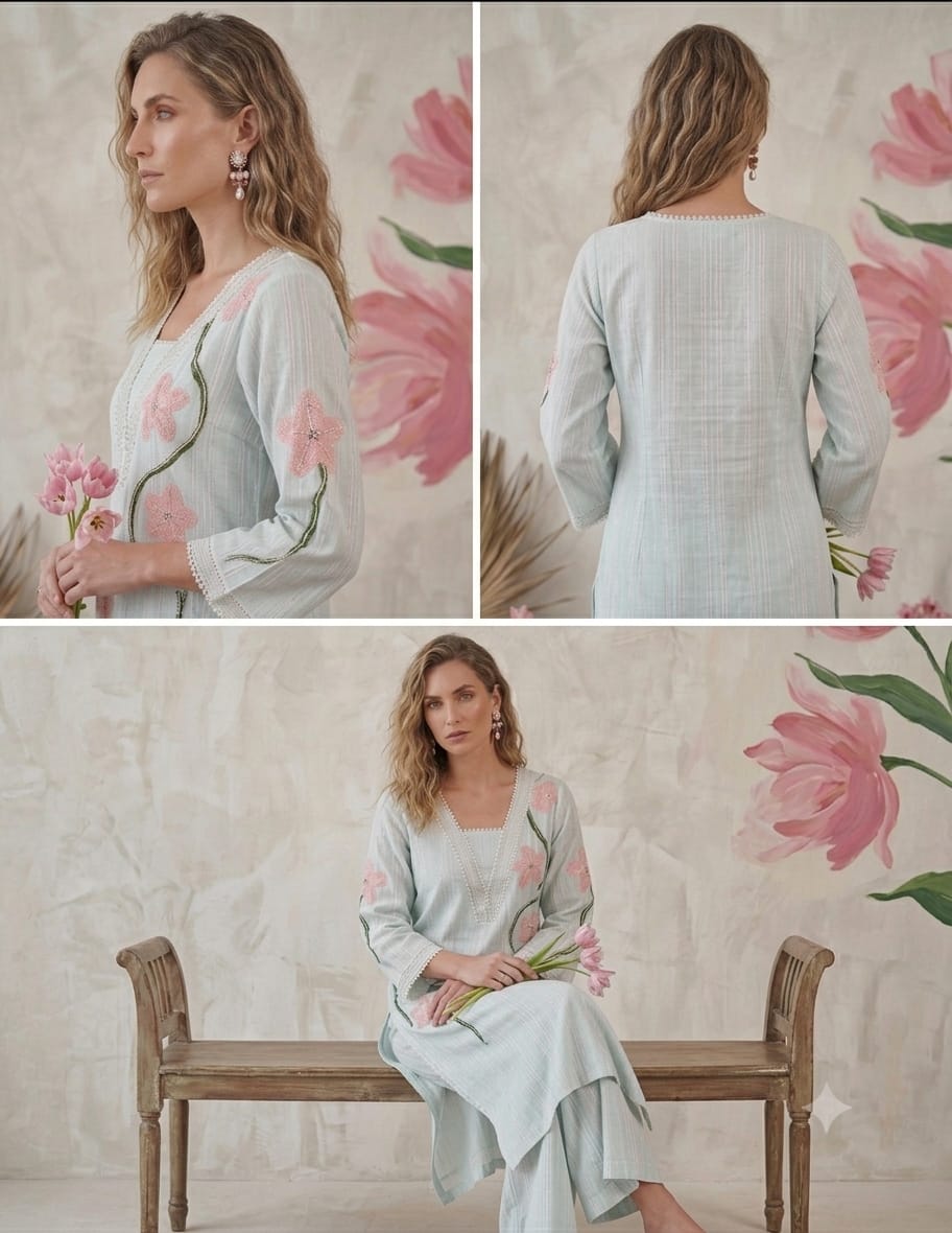 Hand-Painted Jaipuri Cotton Lurex Co-ord Set with Palazzo (Limited Edition)