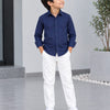Kids Premium Navy Blue Poplin Cotton Casual Shirt