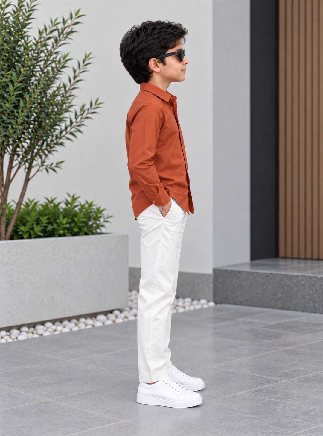 Kids Premium Orange Poplin Cotton Casual Shirt