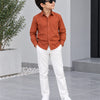Kids Premium Orange Poplin Cotton Casual Shirt