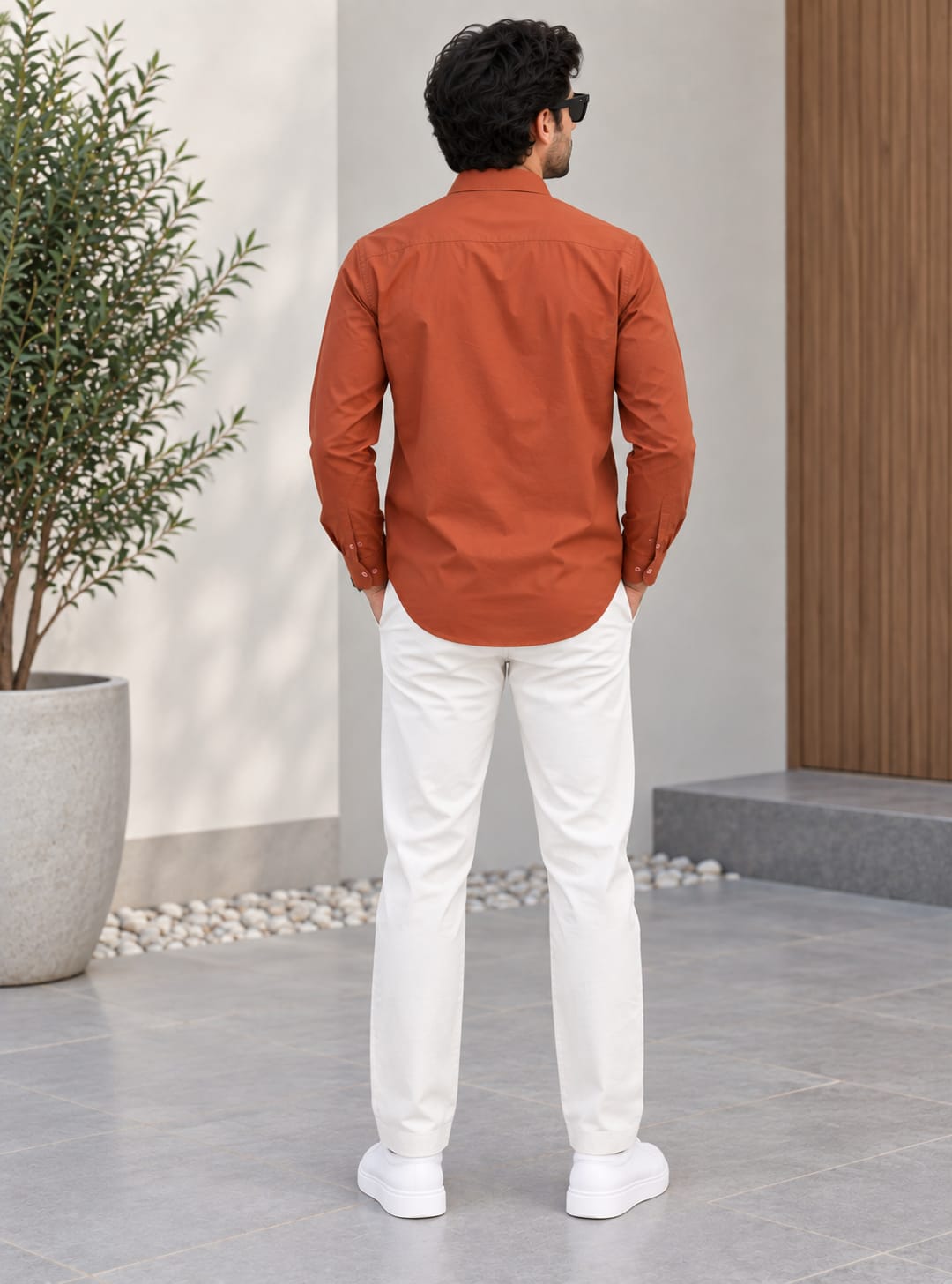 Men's Premium Orange Poplin Cotton Casual Shirt
