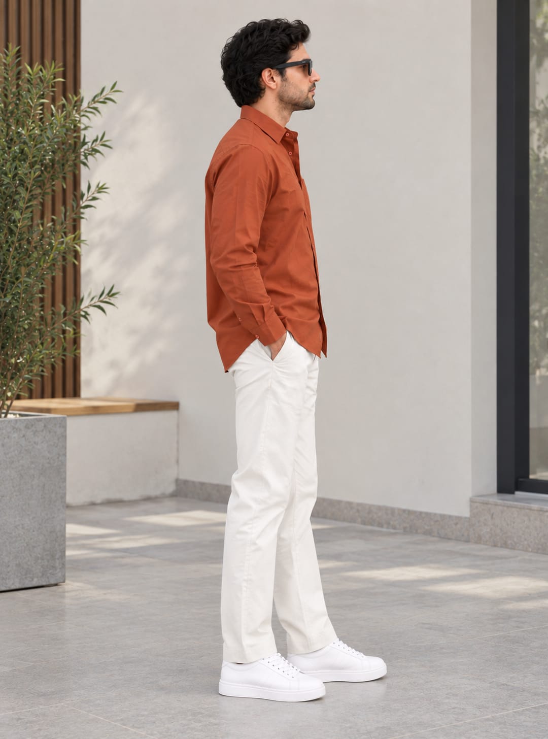 Men's Premium Orange Poplin Cotton Casual Shirt