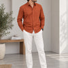 Men's Premium Orange Poplin Cotton Casual Shirt
