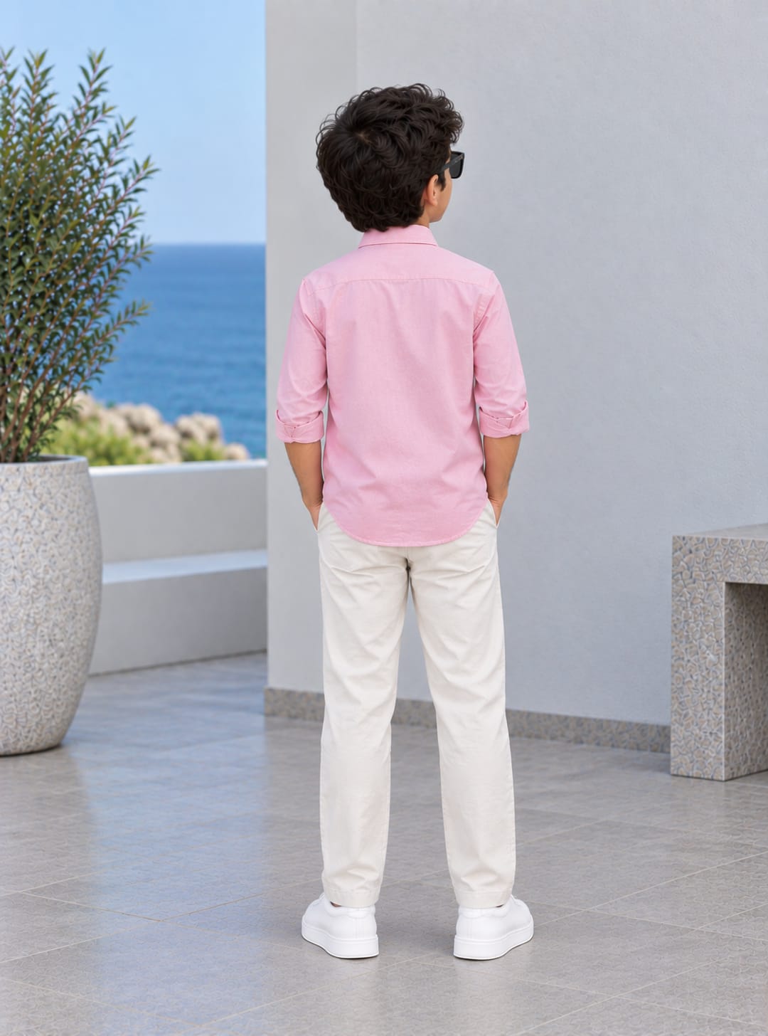 Kids Premium Light Pink Poplin Cotton Casual Shirt